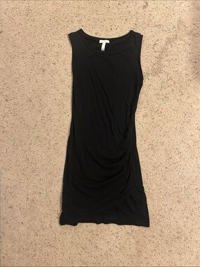 Leith Black Sleeveless Ruched Mini Dress